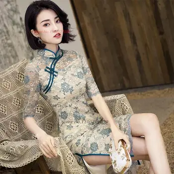 2024 oriental paranenud qipao hiina riiklik pits lill, vintage kleit cheongsam kleit, elegantne pidulik õhtukleit vestido