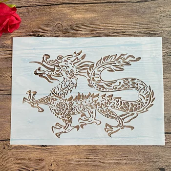 A4 29 *21cm DIY Šabloonid Seina Maali Külalisteraamatusse Värvimine Reljeef Album Dekoratiivne Paber Card Template -, seina-loomade draakon