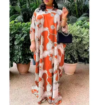 Aafrika Prindi Kleidid Suvel Seksikas Aafrika Naiste Polüester Trükkimine Pikk Rüüdes Boubou Pulmapidu Õhtukleit-Aafrika Kleidid