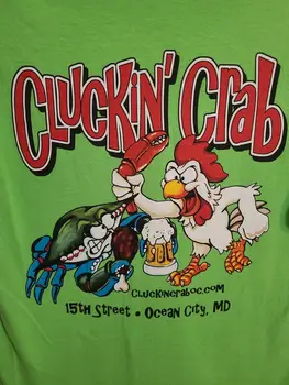 Cluckin Krabi Ocean City, MD Keskmise Mens Roheline kahepoolne Graafiline Logo Tshirt