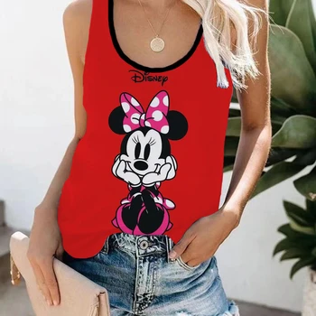 Disney Minnie Mickey Trükitud Naiste Tank Top Harajuku Suvine Varrukateta Naljakas Holiday Beach Tank Top UNeck Vabaaja Toetus Särk