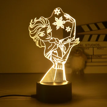 Disney Printsess Tabel Lamp Cartoon joonis Öö Valguses Haldjas Tinkerbell 3D LED Optiline Tegevus Joonis Mänguasjad Lamp Öö Decor