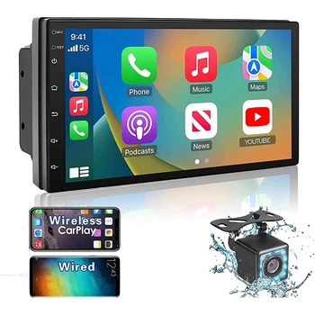 Double-Din-Car-Stereo-Carplay Android Auto, 2+32G 7 Tolline Puutetundlik ekraan Raadio,Bluetooth,FM-Vastuvõtja Kaamera,Peegel Link,GPS