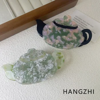 HANGZHI Jaapan Korea Roheline Teekann Juuksed Clip Loominguline Vintage Tee Set Peakatet Isikupärastatud Liialdatud Juuste Aksessuaarid Naistele