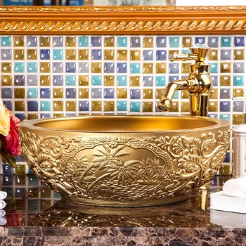 Jingdezhen Keraamiline Tabel Basseini Euroopa Luxury Art Basseini Kuldne Kraanikauss Hotel Osta Kraanikauss