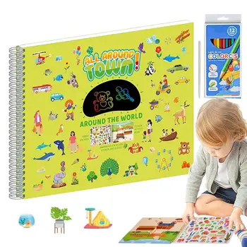 Kleebis Raamatuid Lastele Laste Stseeni Värvimine Kleebis Raamat Cartoon Disain Haridus Mänguasjad, Jõulud Ja Sünnipäev
