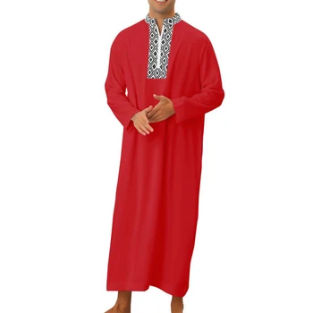 Meeste V-Kaelus Pikk Varrukas, Maxi Kleit Täispikk Vabaaja Seal Kaftan Rüü Moslemi Kleit Abaya Dubai Araabia Türgi Islami Riided