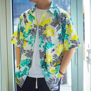 Mehed, Suvi Lühike Varrukas Särk Nuppu Üles Flower Print Palm Särgid Poistele Pluss Suurus Puhkus Havai Beachwear Xxxl Korea Ülerõivad