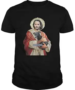 Saint Keanu Reeves Jeesuse Kalli Koera Särk Unisex T-Särk top tees Dressipluus Meestele Naiste Must brändi mood tops