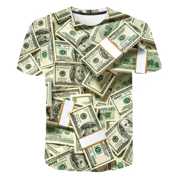 Suvel USD USA Dollar Dollar Arved Raha 3D Trükitud T-Särgid, Vabaaja Poiss, Tüdruk Kids Fashion Streetwear Mehed Naised Lapsed Tops