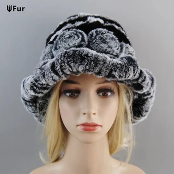 Tõeline Karusnaha Talvine Müts Naistele 100% Reaalne Rex Küüliku Karusnahast Müts Rex Küüliku Karusnahast Mütsid Lady Talvel Soe Luksus Peakatet Naiste Karusnahast Mütsid