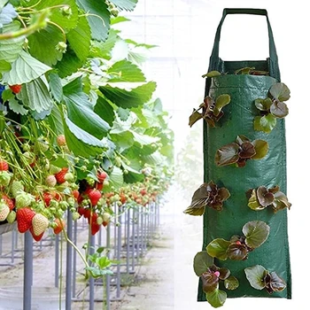 Vertikaalne maasikate istutamine kott PE vertikaalne rippuvad tüüp lillede istutamine kolmemõõtmeline taim kott seemikute kott multi-suu s