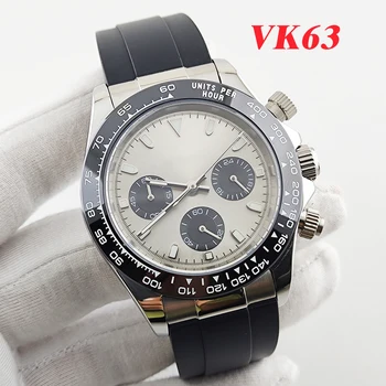 VK63 Juhul 39mm meeste vaata quartz watch kronomeeter panda dial, roostevabast terasest korpus VK63 kvarts liikumine