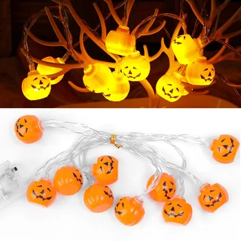 10LEDs Halloween Pumpkin String Tuled Jube Armas Kummitus Skeletid Silmamuna Tuled Koju Baar Halloween Pool Decor Tarvikud