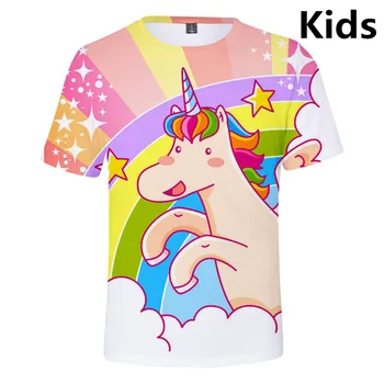 3 Kuni 14 Aastat Kids T-Särk Rainbow Hobune 3D Print T-särk Poisid Tüdrukud Harajuku Streetwear T-Särgid, Laste Riided