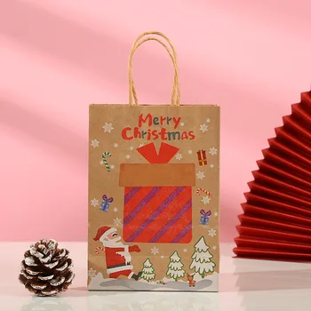 6TK Jõulud Paber Kingitus Kotid Merry Christmas Tree Trükitud Uue Aasta Kohal Candy Riided Pakendamise Kotid Paberist TC256