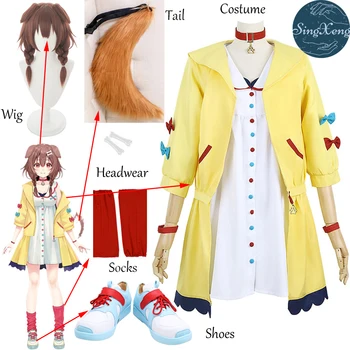 Anime VTuber Inugami Korone Cosplay Kostüüm Hololive Armas Tüdrukud Bowknot Topp Fancy Kleit YouTuber Sobiks Kohandada Halloween