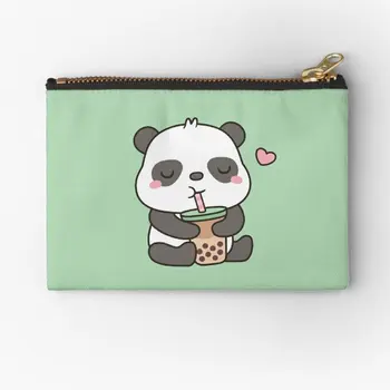 Armas Väike Panda Nautida Boba Tee Tõmblukk Kotid Väike Raha-Ja Kosmeetikatooted Naistele Võti Pakendid Tasku Ladustamise Münt Rahakotti