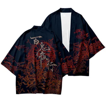 Deemon Samurai Kimono Yukata Streetwear Jaapani Stiilis Kimono Jakk Suvel Mehed Naised Harajuku Anime, Pluss Suurus Kleit Riided