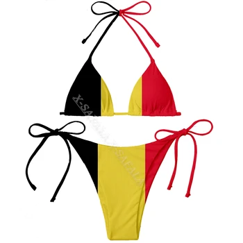 Euroopa Riikide Portugal, Rootsi, Šveits, Belgia Lipu 3D Print Naiste Micro Bikini Set Suvel Beachwear Seksikas Beach trikoo