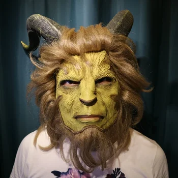 Halloween Maskid Filmi Kaunitar ja Koletis Mask Cosplay Ripsmetušš Loomade Masque Carnaval Realistlik Lateks Maska Õudus-Maskeraad