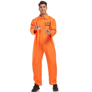 Halloween Täiskasvanud Vangi Cosplay Kostüümid Meeste Oranž Kombekas