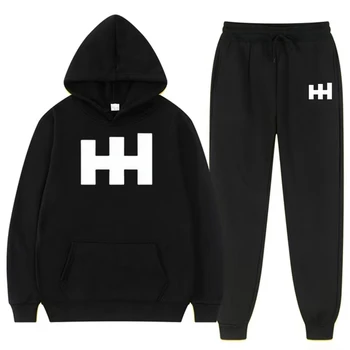 HH Hupparit + Püksid, 2 tk Komplekt Meeste Mood Vabaaja Dressipluus Ülikond Naiste Igapäevane Harajuku Väljas Sportwear Pullover Ülegabariidiliste