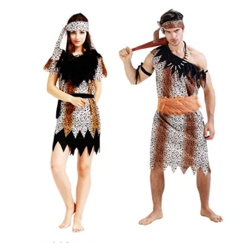 Jungle Caveman Karneval kiviaja Järgus Kostüüm Naissoost Isiku Rolli Mängida Naised Mehed Decor Cosplay Sünnipäeva