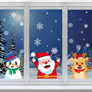 Jõulud Akna Kleebised Santa Claus Lumehelves DIY Seina Decal 2023 jõulukaunistused Kodu Uue Aasta Kaunistused Kingitus 2024