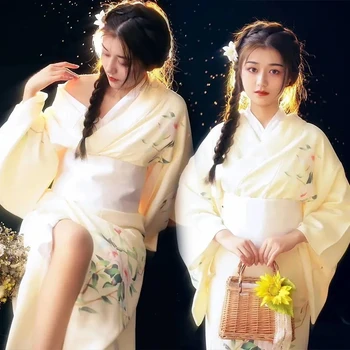 Kimono Ametliku Kleit Naistele, Jaapani Stiilis, Tuuline Beež Lehed, Jumal Tüdruk Tantsu Kostüüm, Parem Fotograafia Foto Riided
