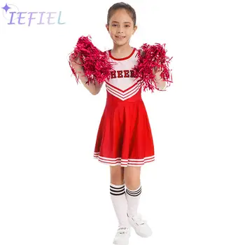 Laste Cheerleading Ühtsed Cosplay Kostüüm Kooli Spordi Koosoleku Tulemuslikkuse Riided Segast Stiili Tants Varustus 3tk