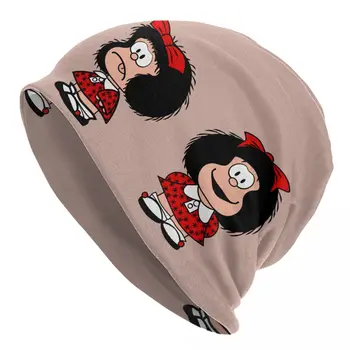 Mafaldas Quino Koomiksid Argentina Cartoon Beanie Ühise Põllumajanduspoliitika Talvel Soe Müts Femme Kudumise Kübarad Hip-Hop Väljas Skullies Beanies Mütsid