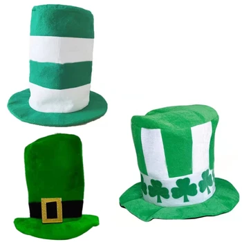 Patricks Day Leprechaun Mütsi Rohelise Valge Triibuline Shamrock ' Iiri Kork