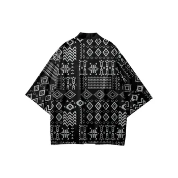 Pluss Suurus Aasia Riietus Mood Print Must Särgid Jaapani Streetwear Vabaaja Haori Kampsun, Meeste Ja Naiste Kimono Yukata