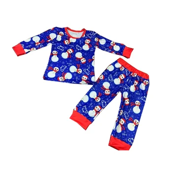 Poiste Jõulud kostüüm Laste pikad varrukad pidžaama komplekt baby boutique riided piima siidist kangast lumememm prindi poiss lapsele riided