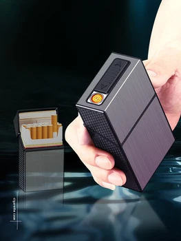 Portsigar Karp koos USB Sissenõutavaks Tulemasinad Flameless Hingav Tulemasinad 20pcs Slim Võimsus Vidinaid Meeste Kingitus