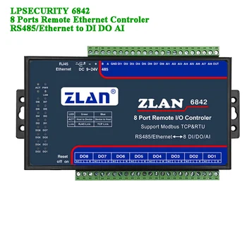Remote IO Controler 8 Porti RS485/wifi/Ethernet, et DI DA AI Modbus RTU Digitaalse Sisend-Väljund, Analoog 8 kanalit I/O moodul ZLAN6844