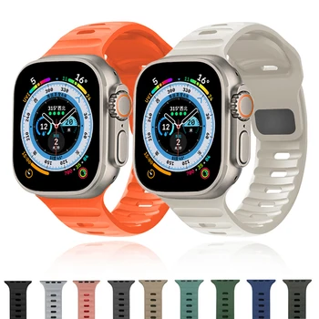 Silikoonist Rihm Apple Watch Band Ultra 49mm 44mm 45mm 42mm 41mm 42mm 38mm Sport Watchband iwatch Serise 8 7 6 5 4 SE Käevõru