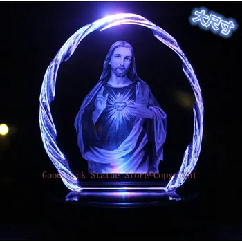 TOP HEA TOP otstarbekus Talisman Kristlus Jeesus Kristus, Püha Südame 3D Crystal pronksist skulptuur