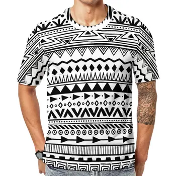 Tribal Print T-Särk Must ja Valge Trendikas T-Särgid, Lühikesed Varrukad Kohandatud Tshirt Hulgi-Summer Street Style Liiga Top Tees