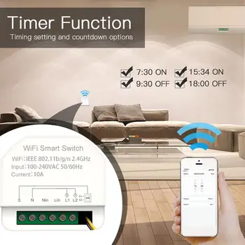 Tuya Wifi Mini Smart Switch 2 Gang 100-240V Taimer Lülitab Kontroller Arukas Kodu Smart Elu Töötab Alexa Kodu