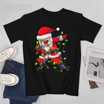 Unisex Meeste Dabbing Santa Jõulupuu Tuled Tshirt Tees T-Särgid Naistele, Poistele 100% Puuvillast T-Särk