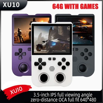 XU10 Mängukonsool 3,5-Tolline IPS Ekraan 64G Retro Arcade Dual Juhtnuppu 3D Mängu Mängija RK3326S 64-Bit 3000Mah